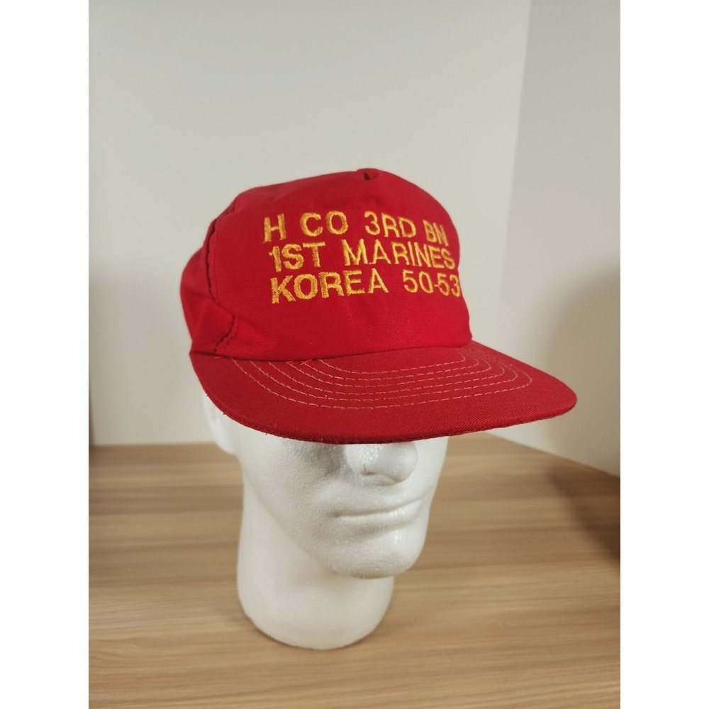 Vtg Red H Co 3rd BN 1st Marines Korea 50 - 53 Snapback Made in USA Hat Cap‎